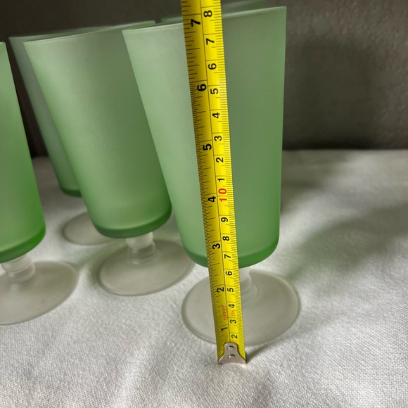 Vintage Frosted green parfait glasses with frosted white bottom set of 5 - Picture 4 of 11